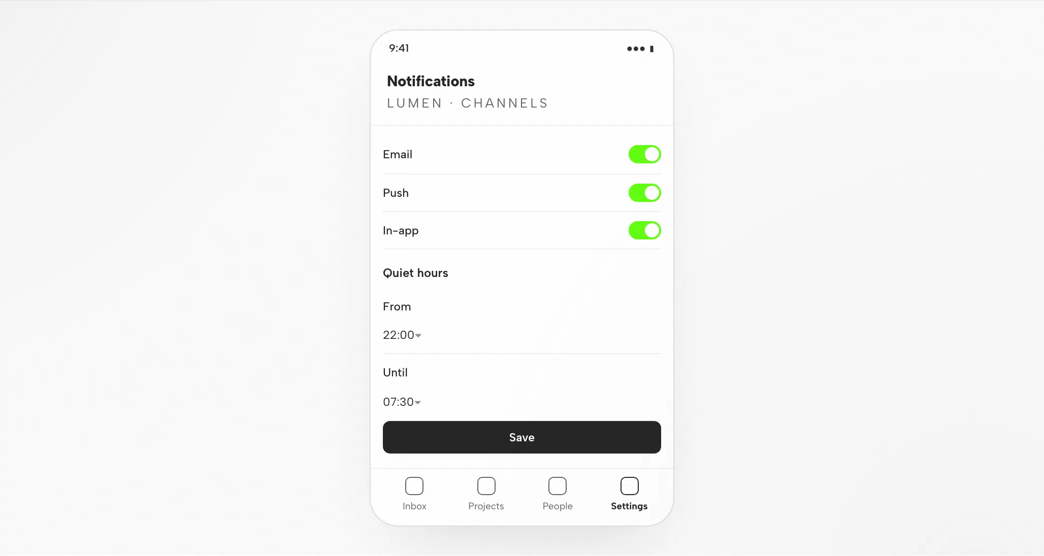 Kimi's Artifact: Notification Settings at 1440px and 390px — Mobile