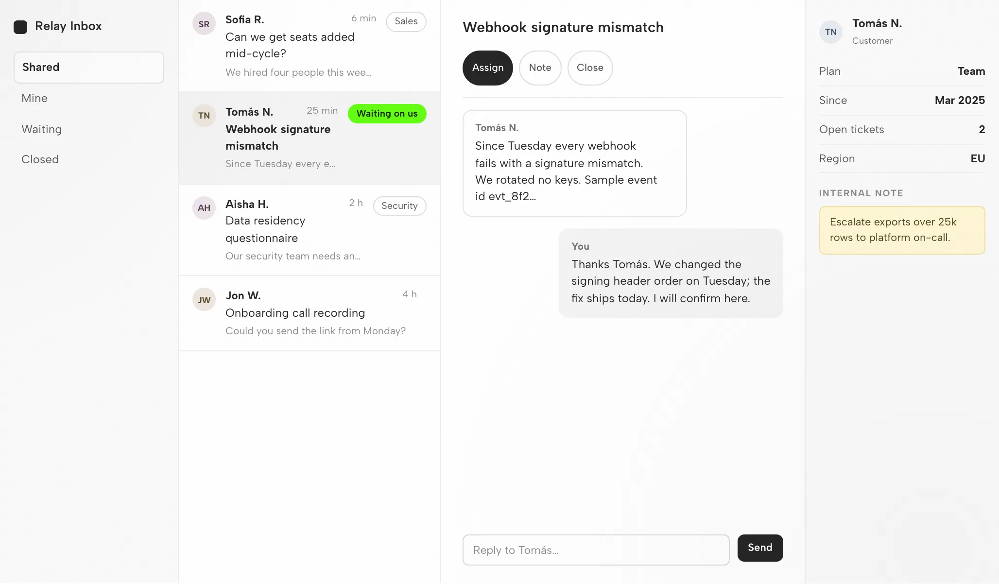 OpenCode Artifact: Team Inbox at 1440px and 390px — Desktop