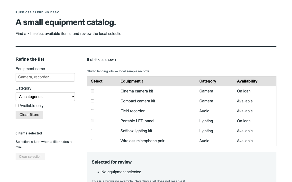 Pure CSS interface study