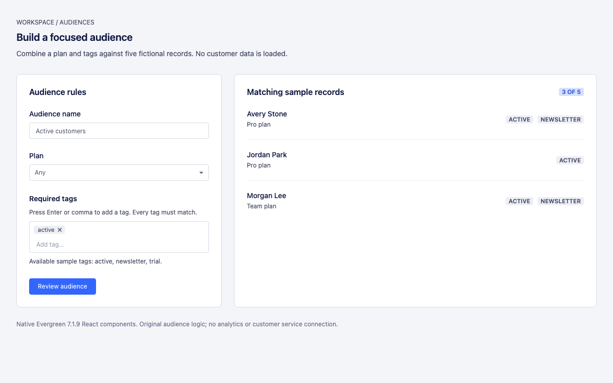 Segment Evergreen interface study