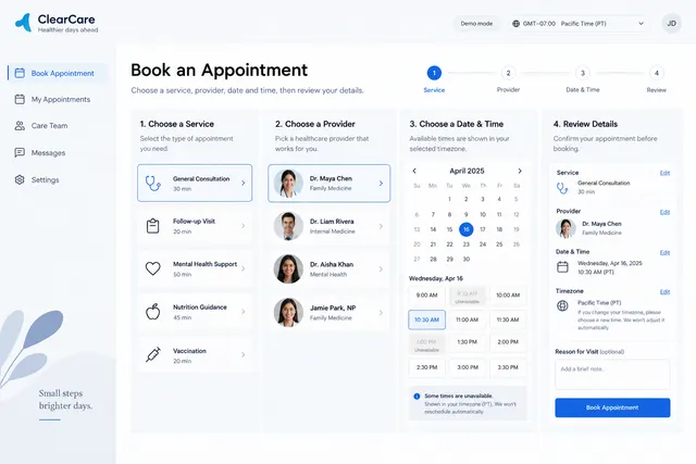 AI-generated visual concept for appointment booking flow