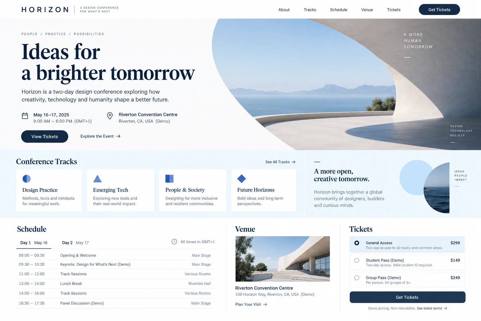 AI-generated visual concept for design conference page