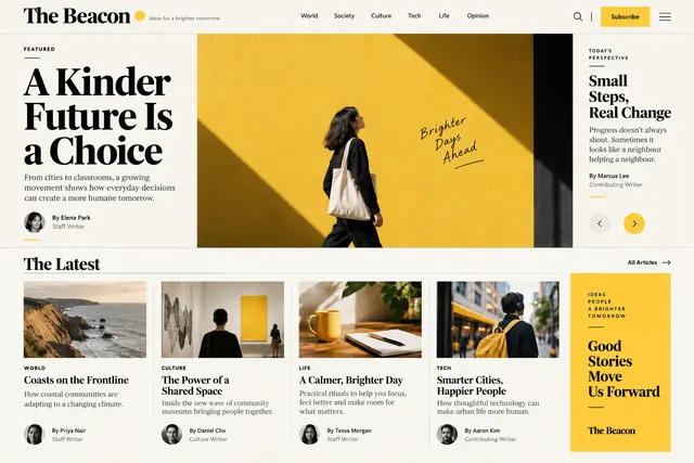 AI-generated visual concept for editorial magazine homepage