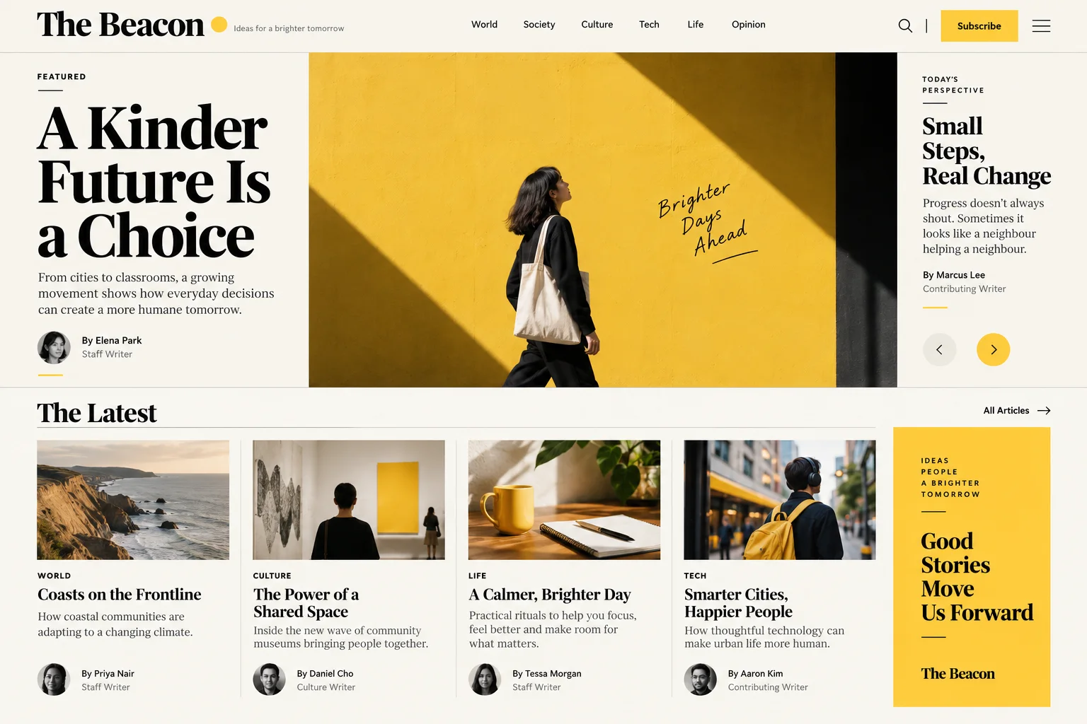 AI-generated visual concept for editorial magazine homepage