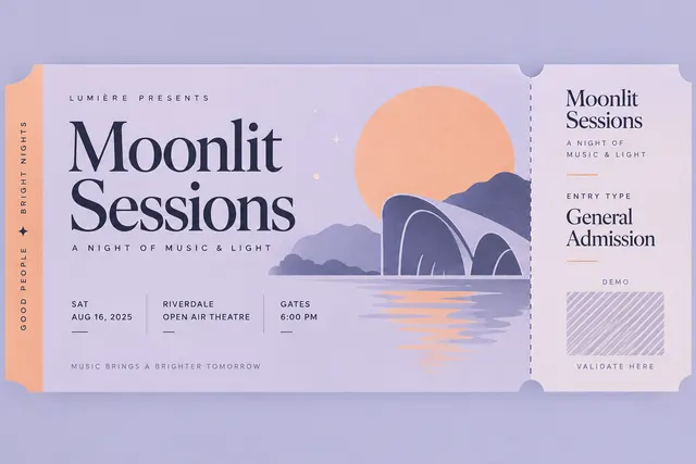 AI-generated visual concept for event ticket design