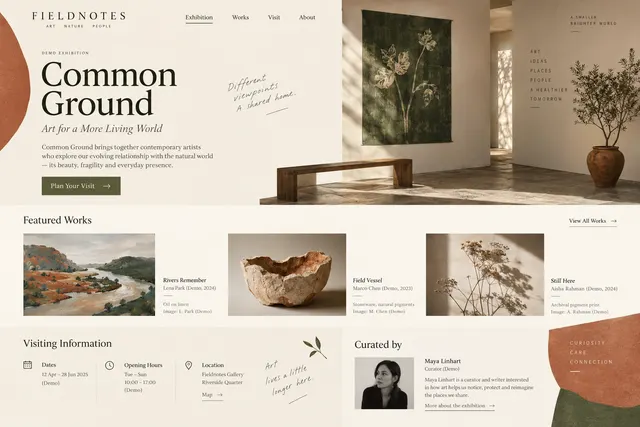 AI-generated visual concept for exhibition microsite