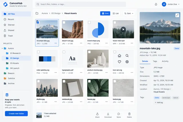 AI-generated visual concept for file and asset browser