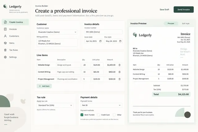 AI-generated visual concept for invoice builder