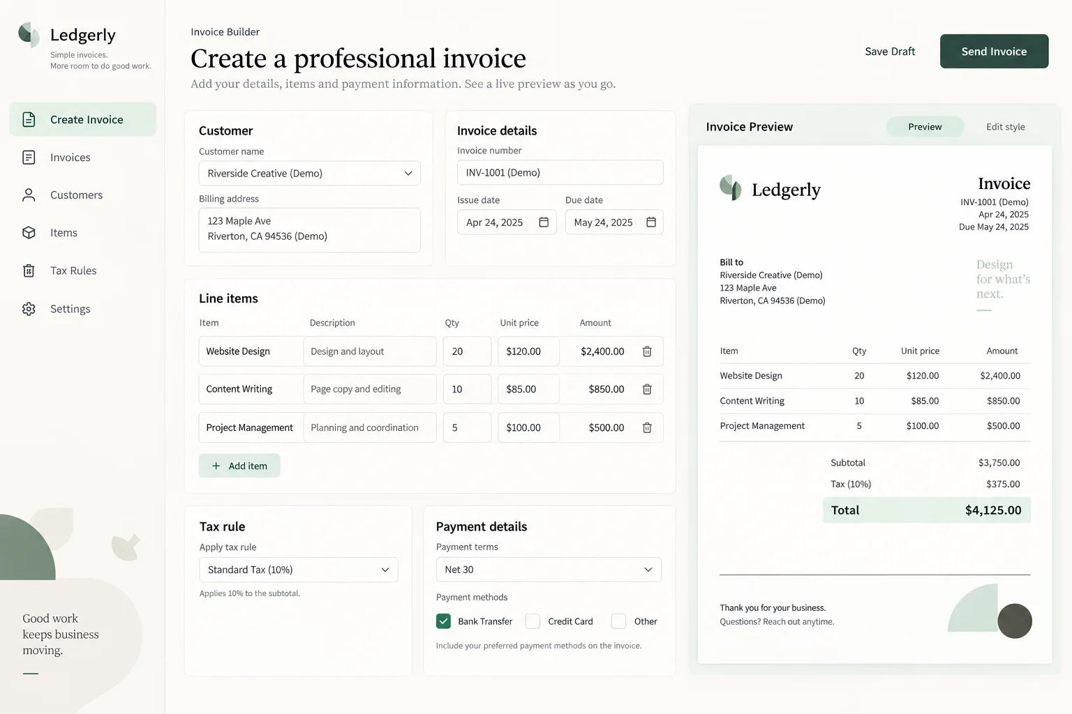 AI-generated visual concept for invoice builder