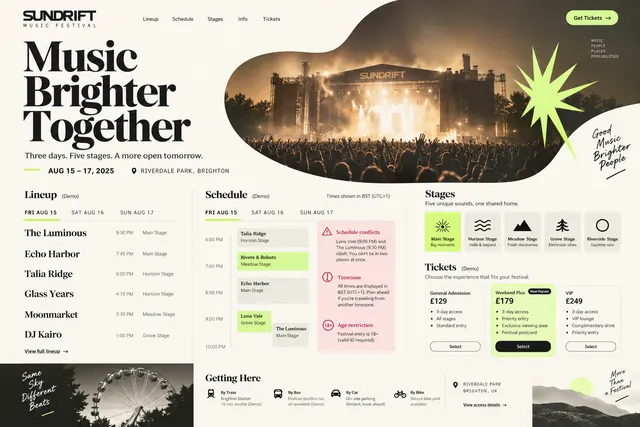 AI-generated visual concept for music festival site