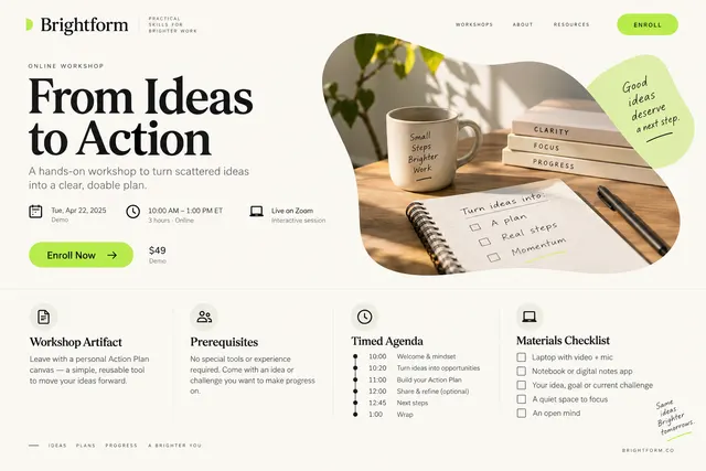 AI-generated visual concept for online workshop page