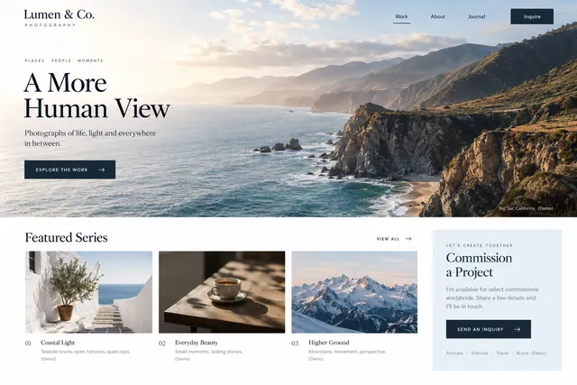 AI-generated visual concept for photographer portfolio