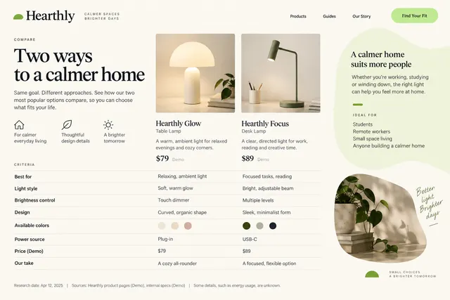 AI-generated visual concept for product comparison page