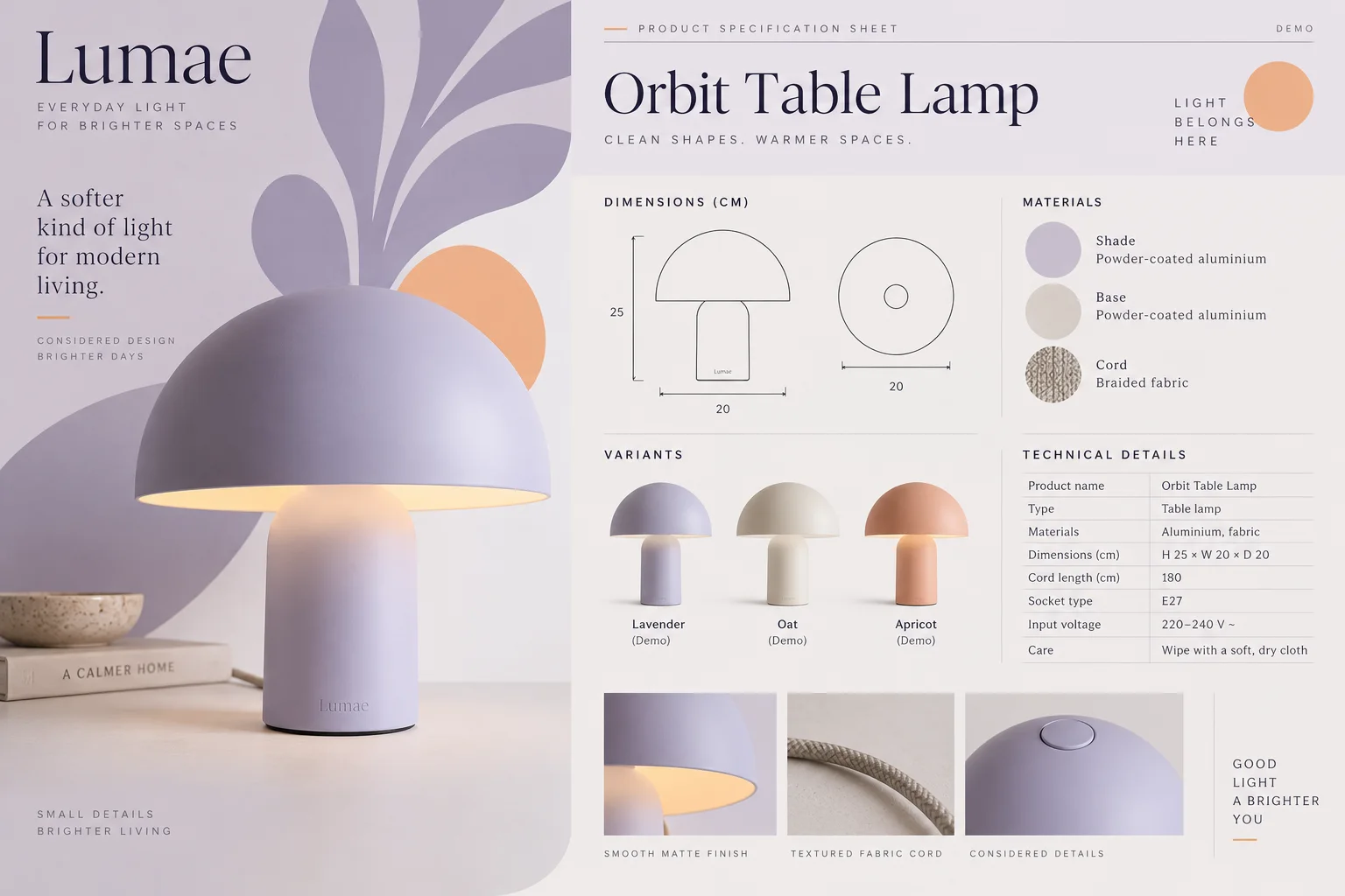 AI-generated visual concept for product specification sheet