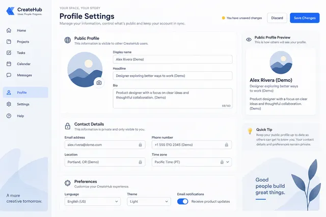AI-generated visual concept for profile settings page