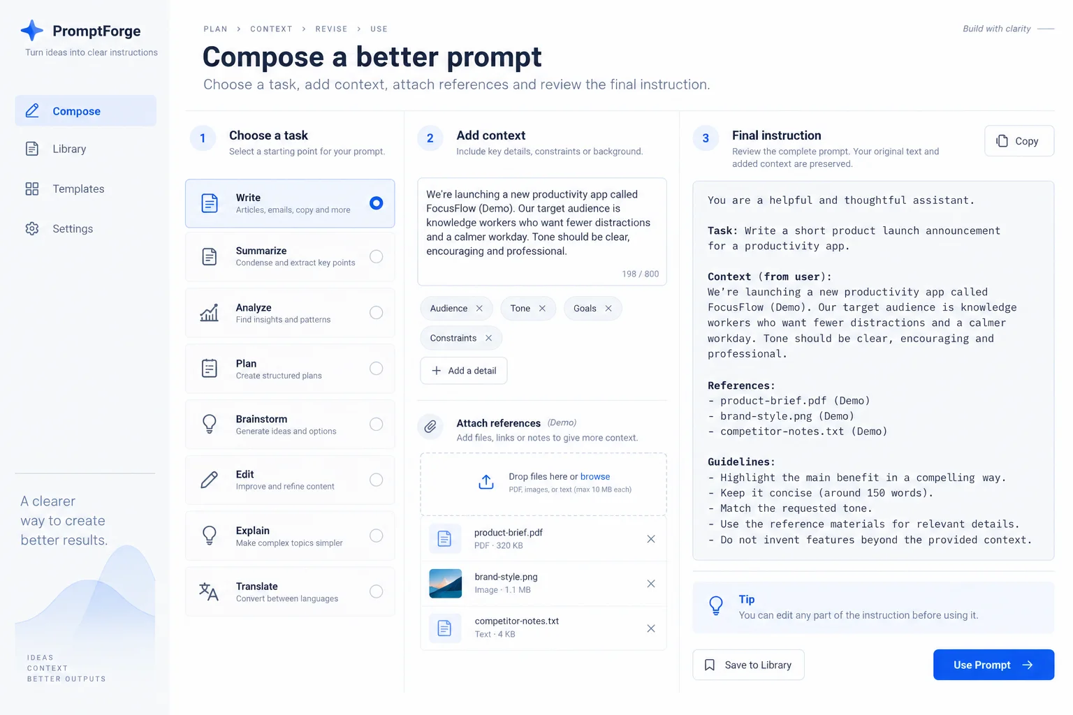AI-generated visual concept for prompt composer interface