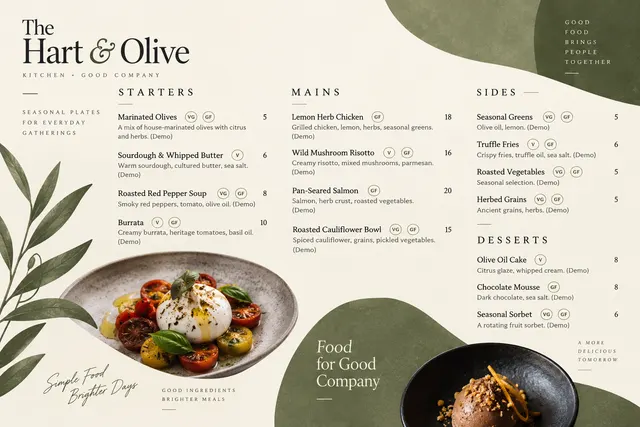 AI-generated visual concept for restaurant menu layout