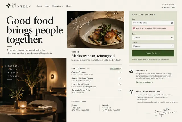 AI-generated visual concept for restaurant reservations page