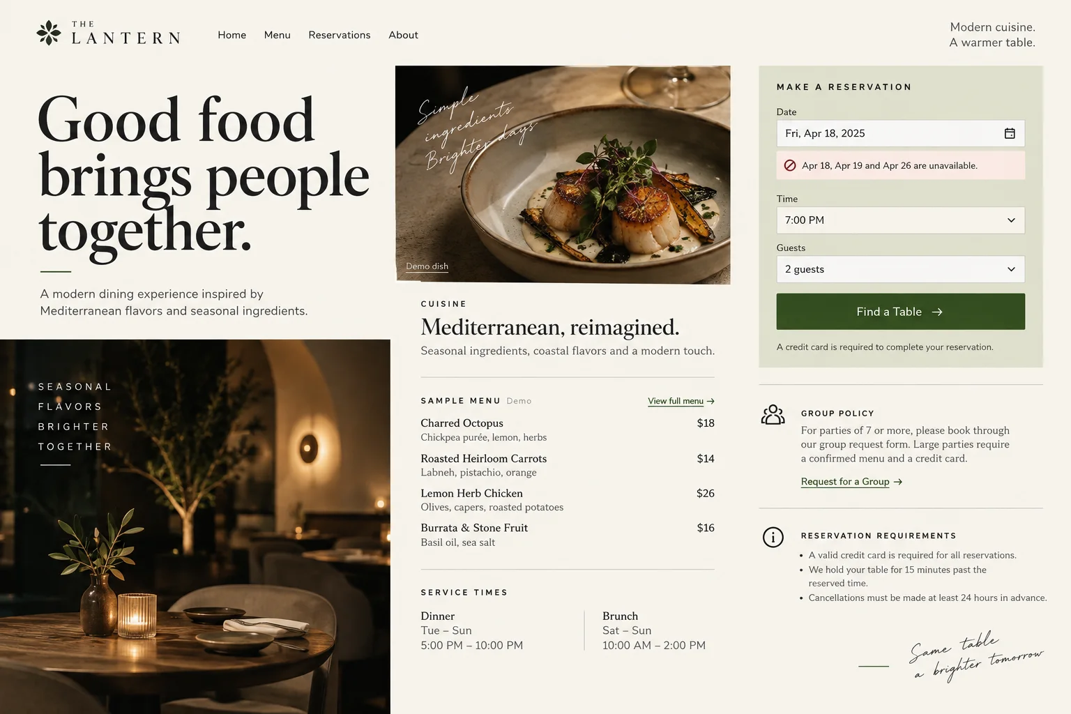 AI-generated visual concept for restaurant reservations page