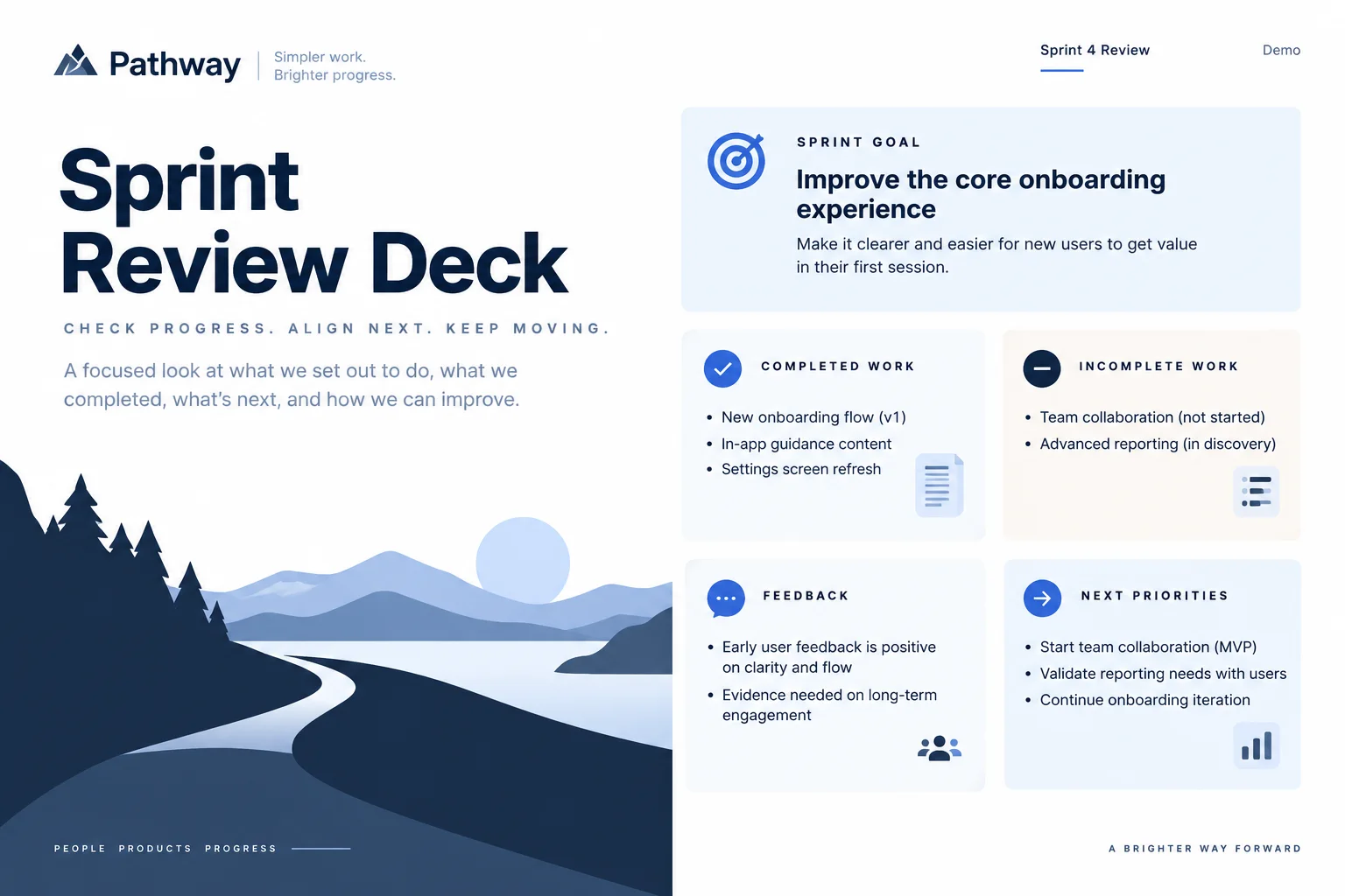 AI-generated visual concept for sprint review deck