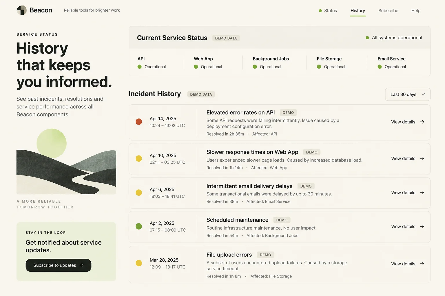 AI-generated visual concept for service status history