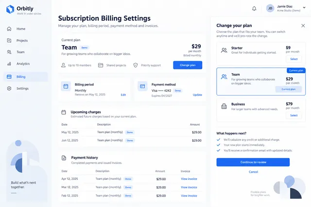 AI-generated visual concept for subscription billing settings