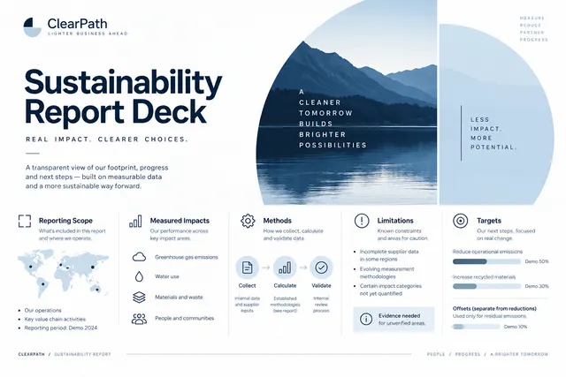 AI-generated visual concept for sustainability report deck