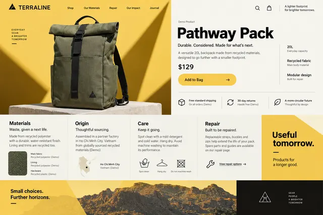 AI-generated visual concept for sustainable product page