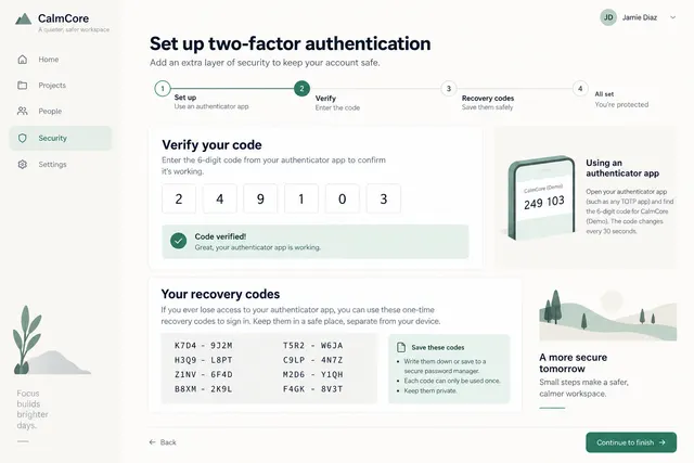 AI-generated visual concept for two-factor setup flow