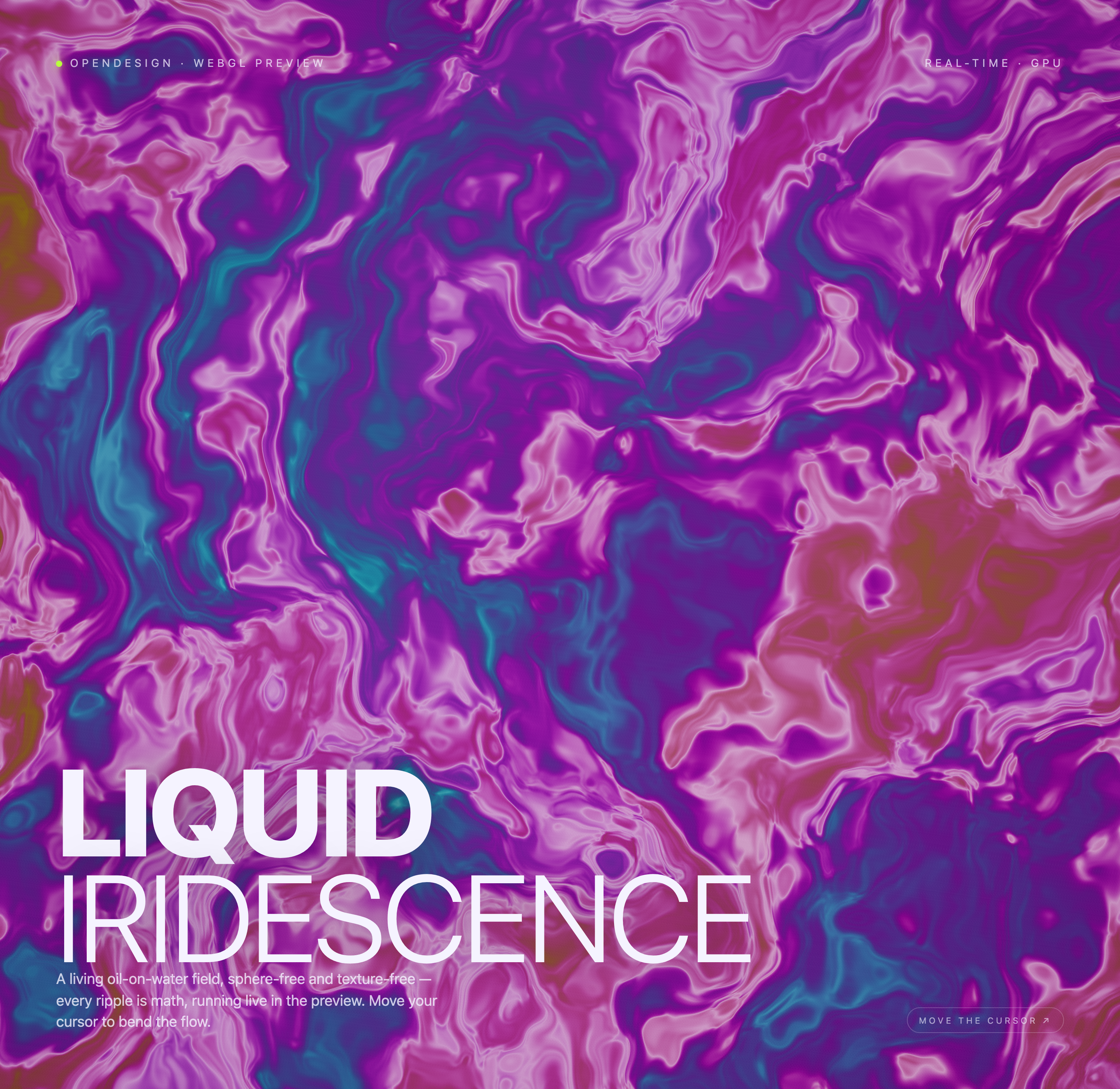 An alternate violet and magenta fluid pattern with bright cream outlines and a white title.