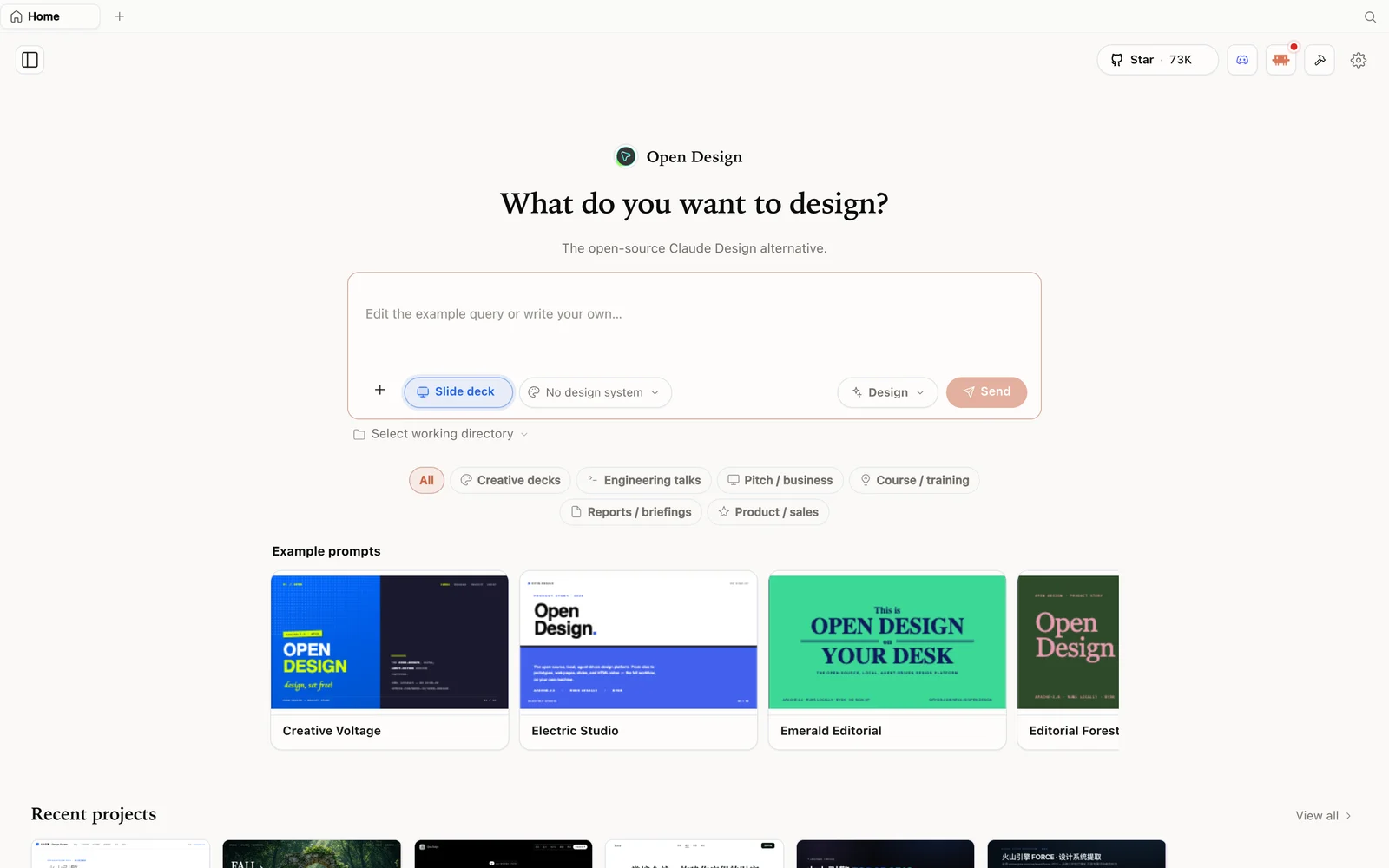 OpenDesign’s slide deck creator.